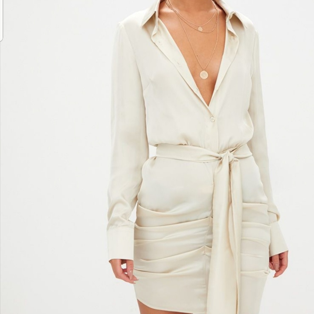 Pretty Little Things Satin Champagne Dress